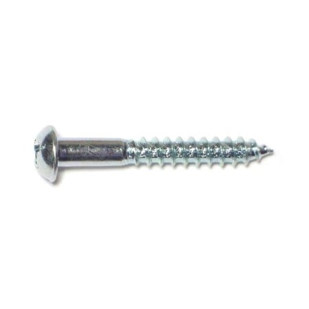 Midwest Fastener Wood Screw, #6, 1 in, Zinc Plated Steel Round Head Phillips Drive, 72 PK 61805